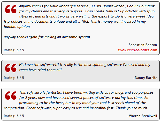 SpinRewriter Testimonials